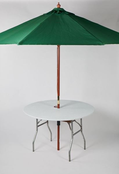 Kwik Covers Round Plastic Table, Round Plastic Patio Table With Umbrella Hole