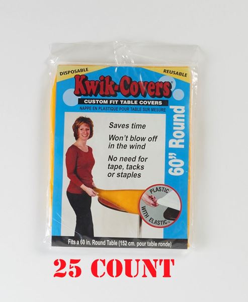 Kwik Covers Round Plastic Table, 60 Round Vinyl Table Covers